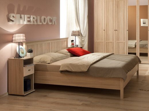 Кровать 180х200 Sherlock 41 с основанием из металла (Дуб Сонома)