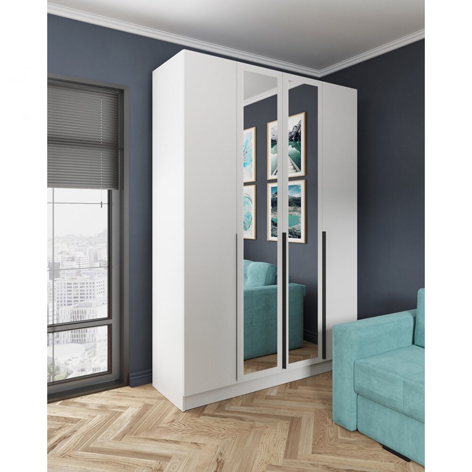 Шкаф Мадрид 1600 с зеркалами (ТЭКС) Белый