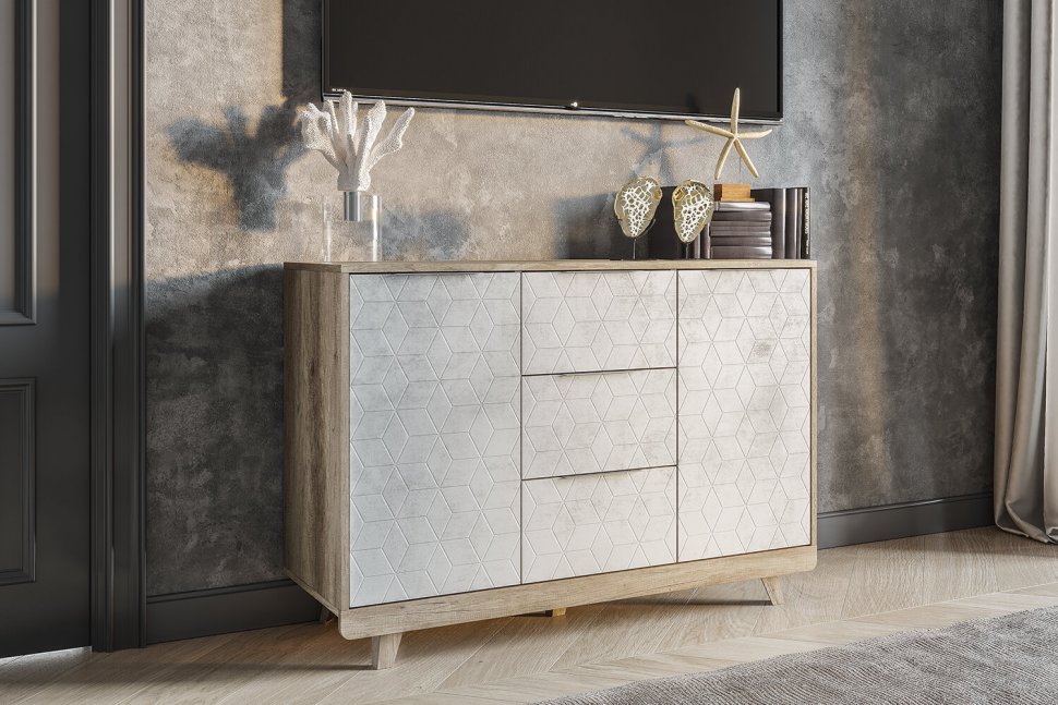 Комод Мегаполис КМ-15 (БТС) Дуб Каньон / Серый F04