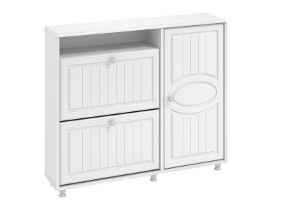 Тумба под обувь 2-х секционная с дверью Монако МН-24 белое дерево