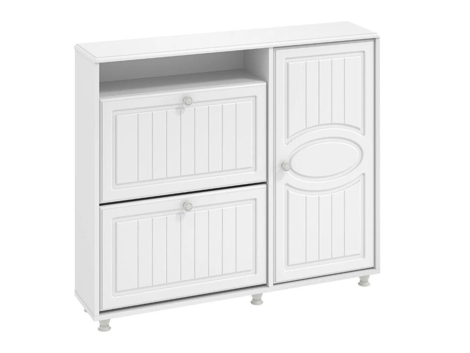 Тумба под обувь 2-х секционная с дверью Монако МН-24 белое дерево