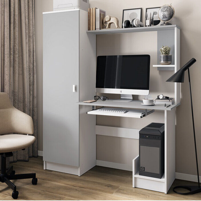 Стол компьютерный КС-004 Серый / Белый