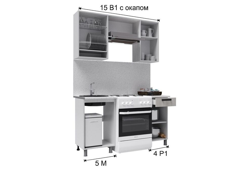 Кухня Кантри 1,5м с окапом