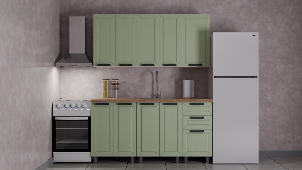 Кухня Аленушка 1,6 м Лилия Фиcташка/Фисташка, черный (без столешницы)