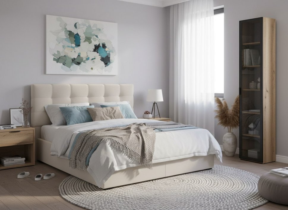 200.01 шкаф для белья (витрина) Арден Дуб Делано / черный