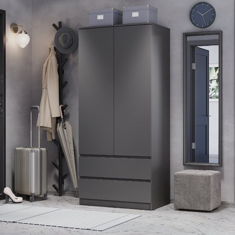 Шкаф двухстворчатый Симпл ШК-03 (БТС) Графит