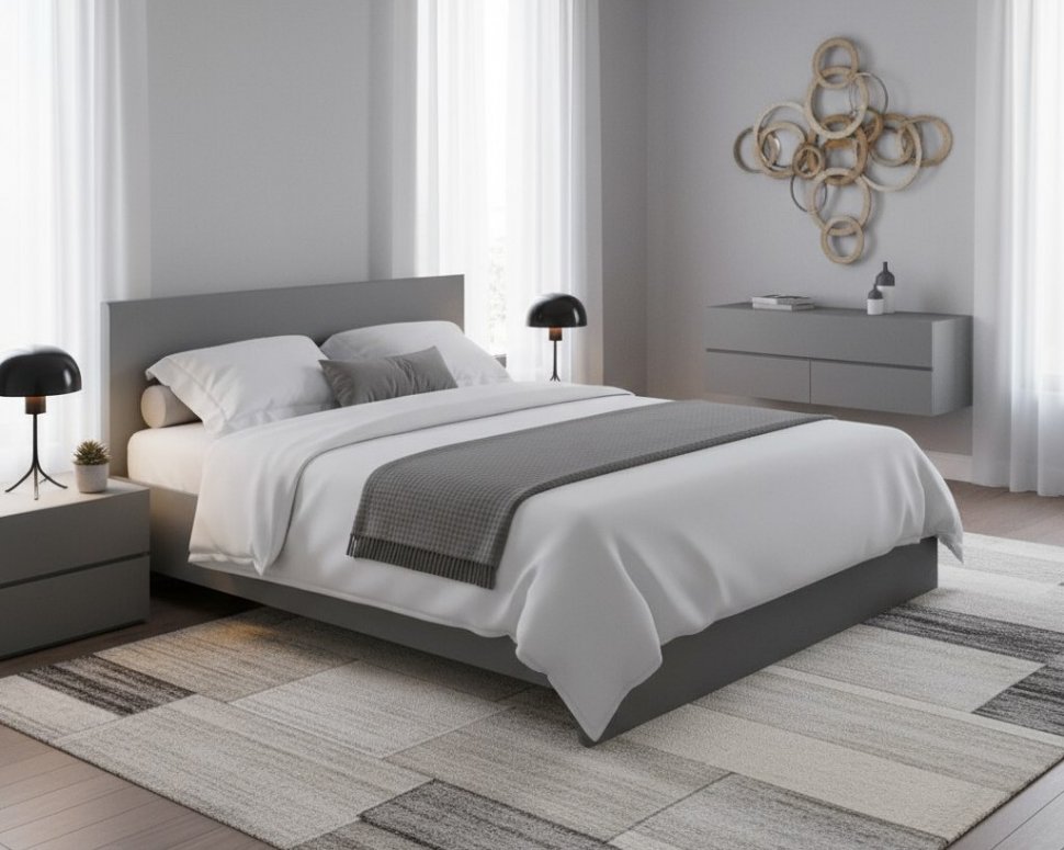 Кровать 160x200 с настилом из ДСП Плейона, Графит серый