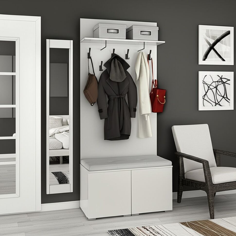 Вешалка с тумбой Плейона (ТЭКС) Белый