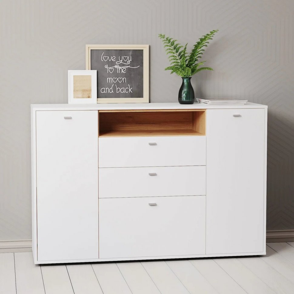 Бэль Комод 10.95 Дуб Золотой / Белый