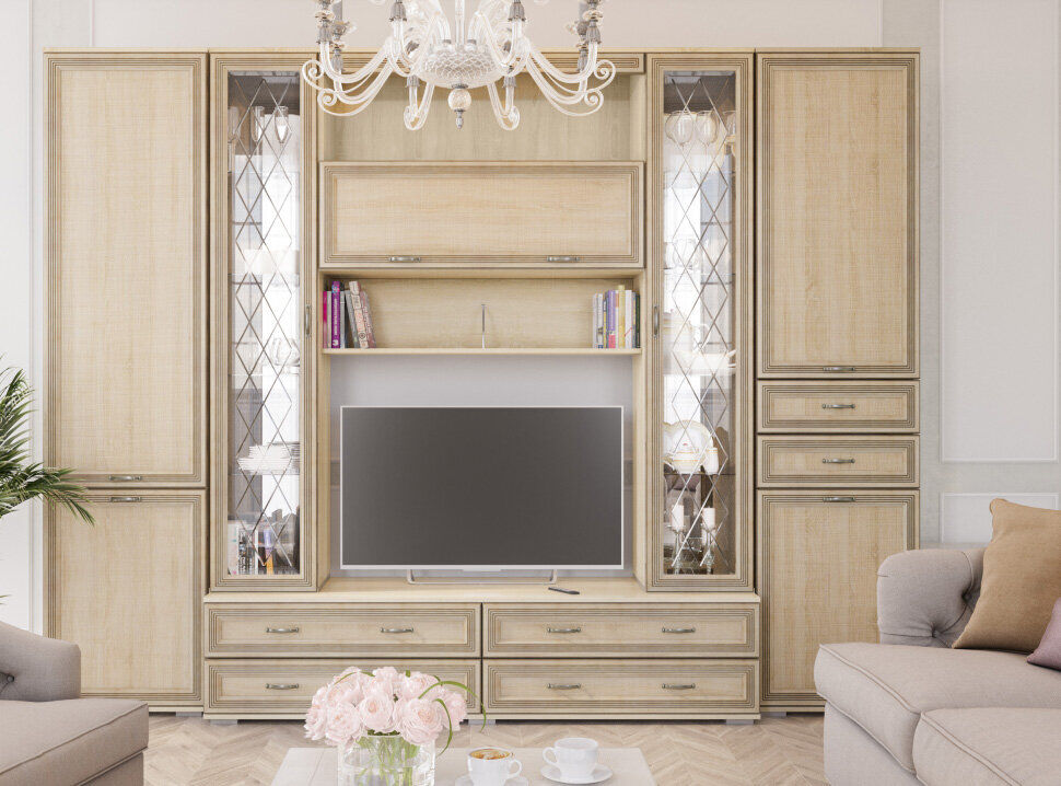 Пенал-витрина Ливорно ЛШ-7 (Домани) Ясень Анкор светлый