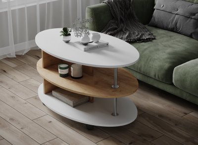 Журнальный стол Консул-4 Белый / Дуб Крафт