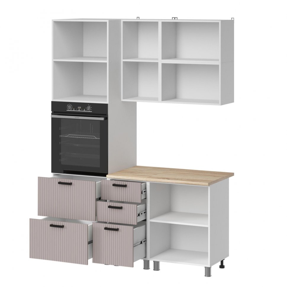 Кухня Аленушка 1,6 м ПД 2 Лотос Кашемир,скоба антроцит,сонома