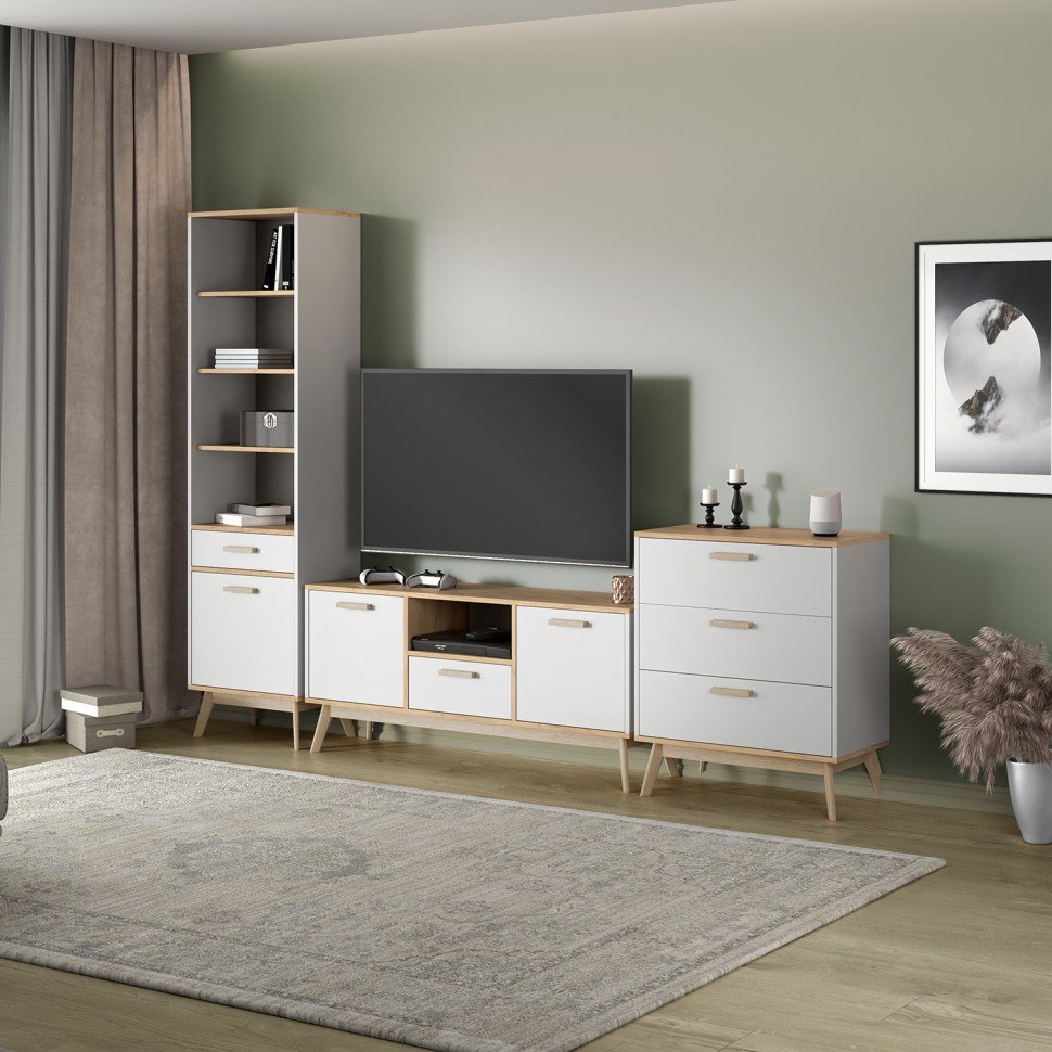 Алатея комод Дуб золотой/Белый