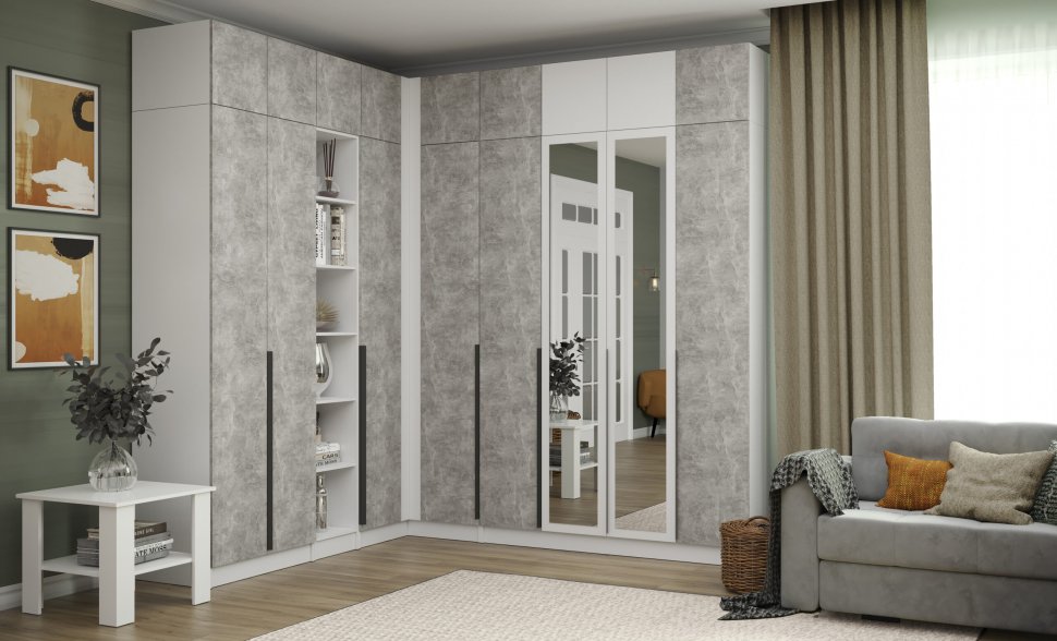 Шкаф Мадрид (0,8) белый/ателье светлое