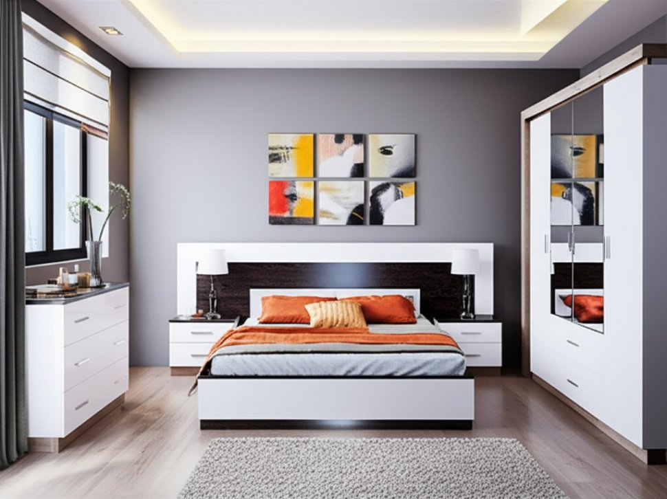 Шкаф 4-х дверный с зеркалом Люмен Ижмебель 16