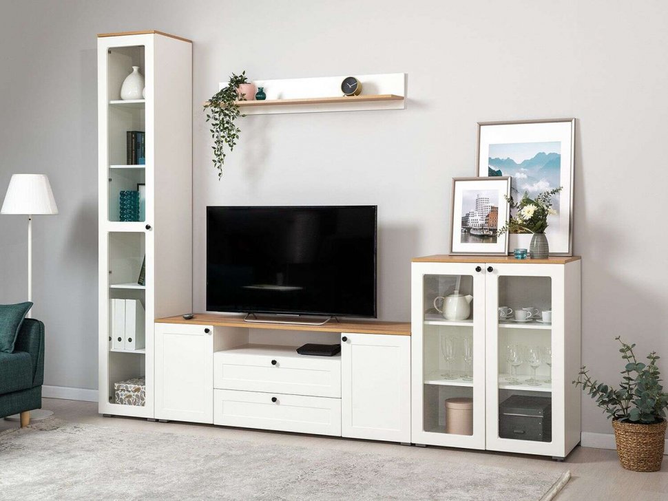 Гостиная Остин 1 белый/дуб золотой