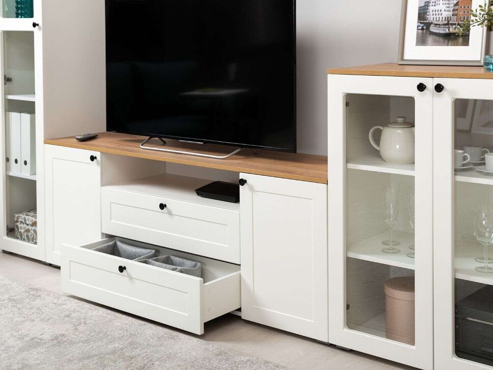 Гостиная Остин 1 белый/дуб золотой