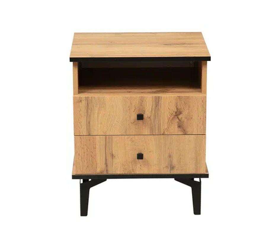 Тумба прикроватная Либерти 51.17 (опора h150) Дуб Вотан/Черный