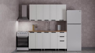 Кухня Аленушка 1,6 м Лилия Молочный/Молочный, черный (без столешницы)