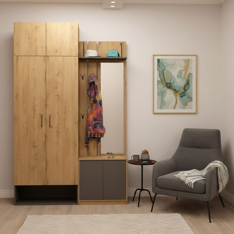 Прихожая Бруно 1 Дуб Вотан / Серый графит