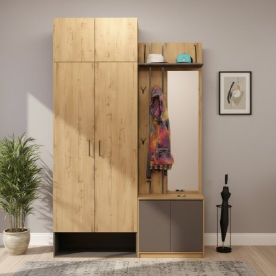 Прихожая Бруно 1 Дуб Вотан / Серый графит