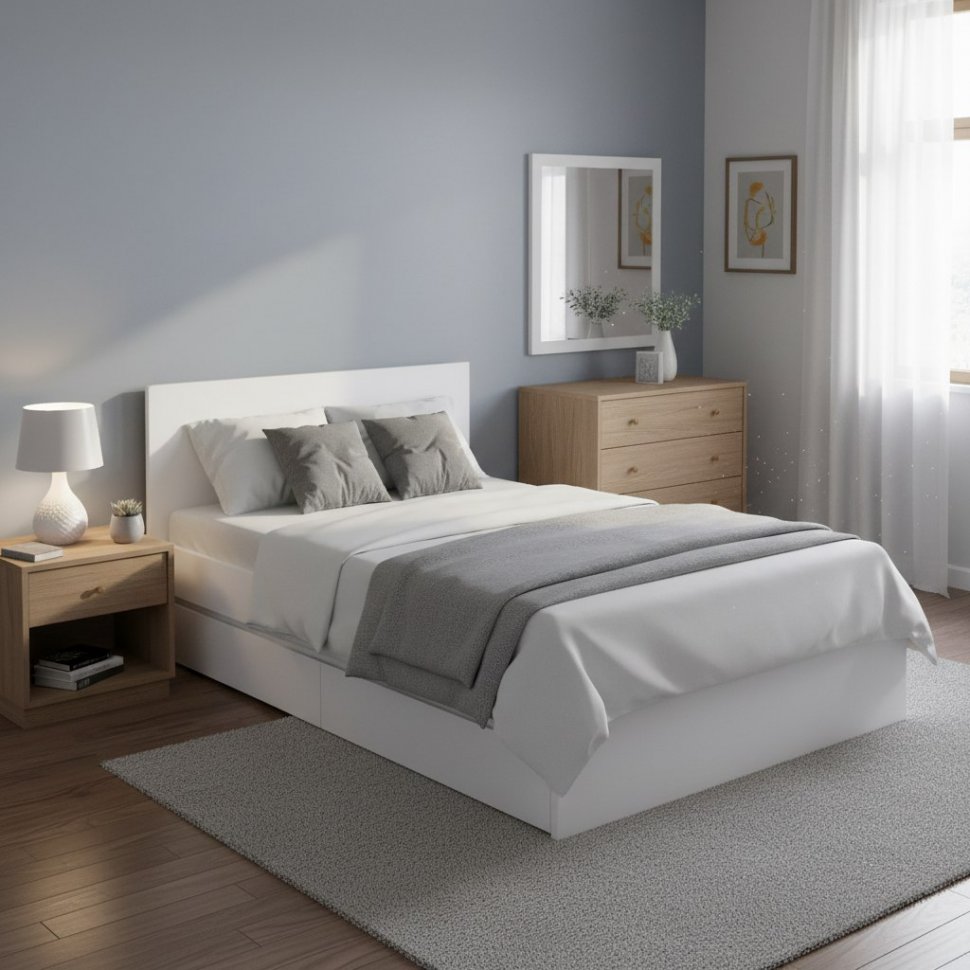 Кровать 1,2 м Симпл КР-07, белый