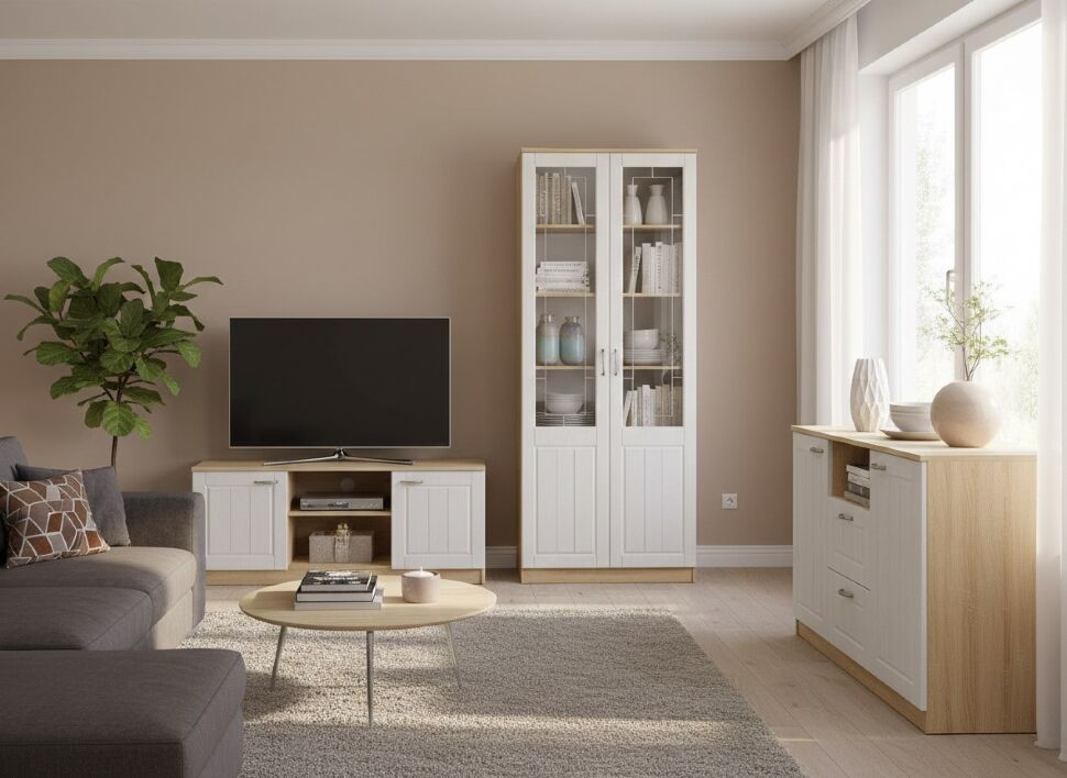 НМ 040.62 Шкаф РС Оливия Дуб Сонома/белое дерево