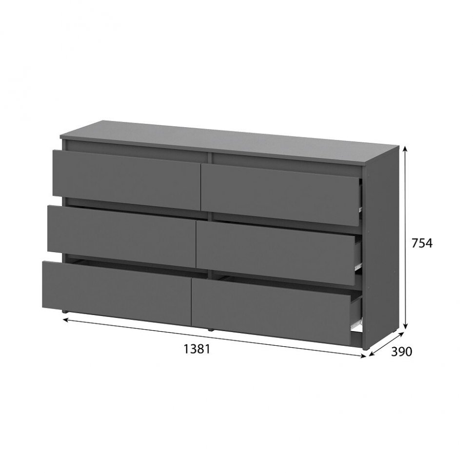 Двойной комод с ящиками Денвер 138 (Графит серый)