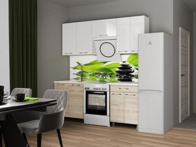 Кухня Танго 2 м с окапом, Белый, Дуб Шале