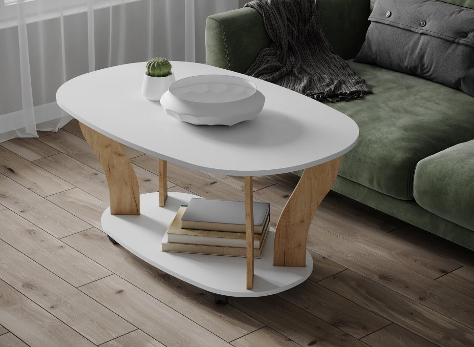 Журнальный стол Консул-3 Белый / Дуб крафт