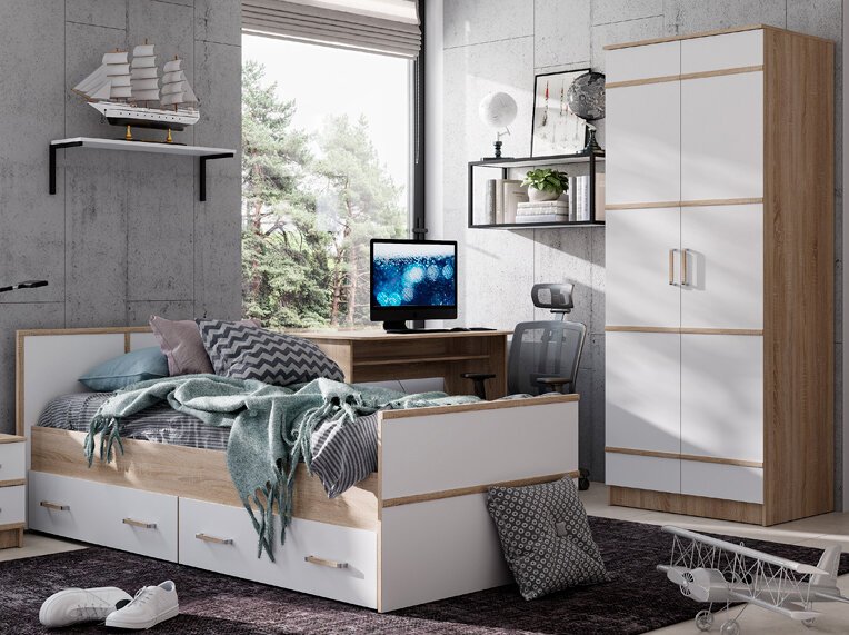 Кровать 90х200 с ящиками Сакура (БТС) с проложками из ДСП