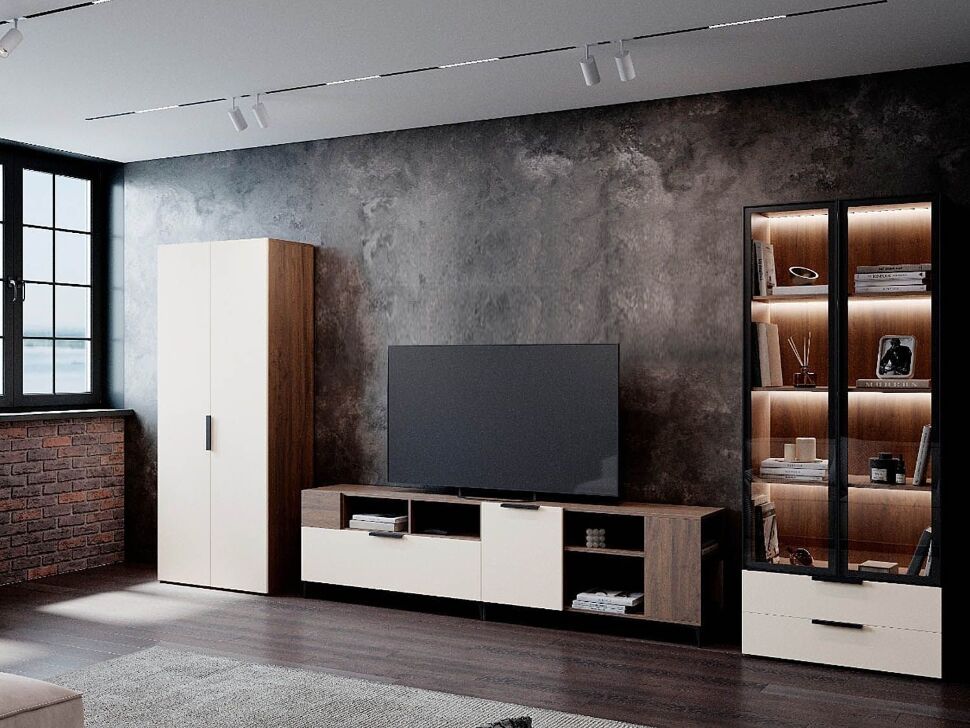 Гостиная Харди 2 Дуб Делано Темный / Белый