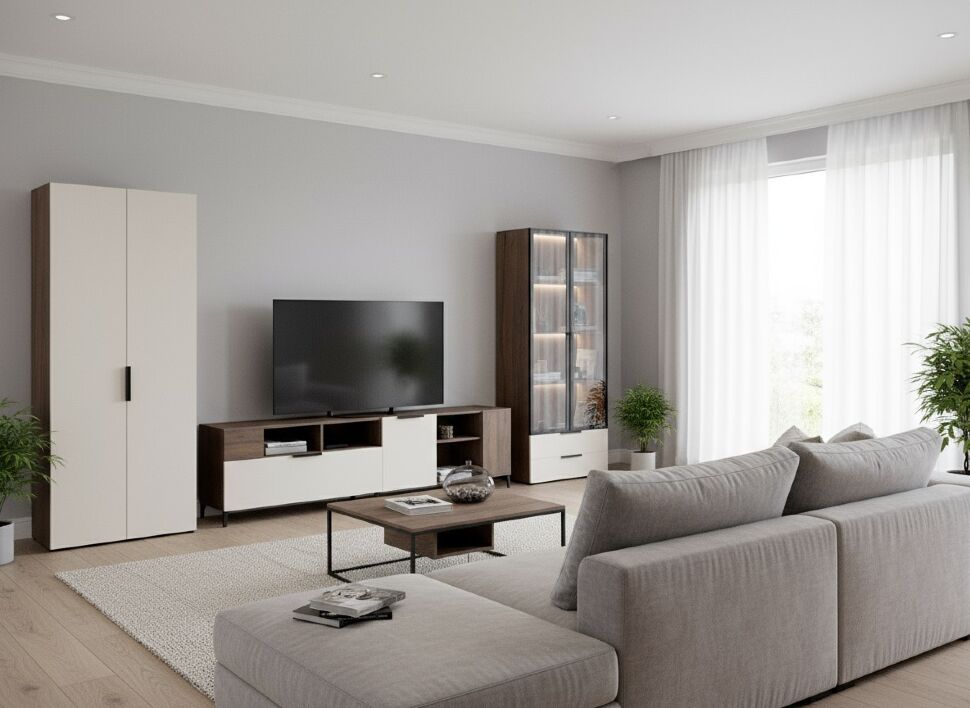 Гостиная Харди 2 Дуб Делано Темный / Белый