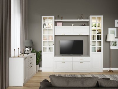 Гостиная Ливерпуль 1 Белый/Ясень ваниль