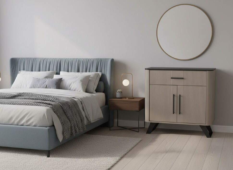 Фиделия комод 76.03 серый камень / мрамор черный