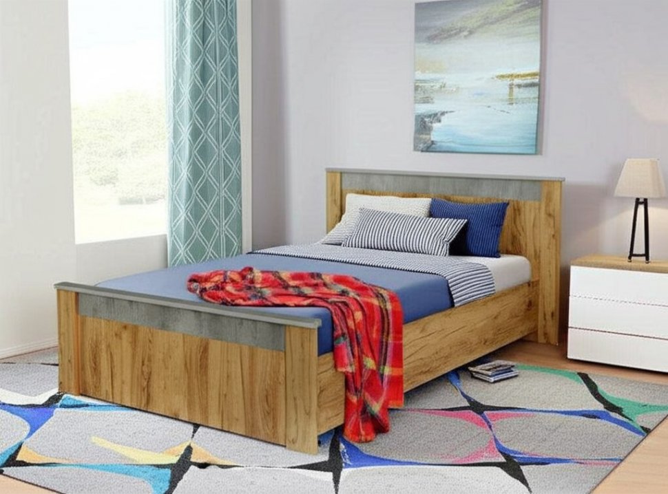 Кровать 160х200 Франк (БТС) КР-14 без основания Крафт/Бетон