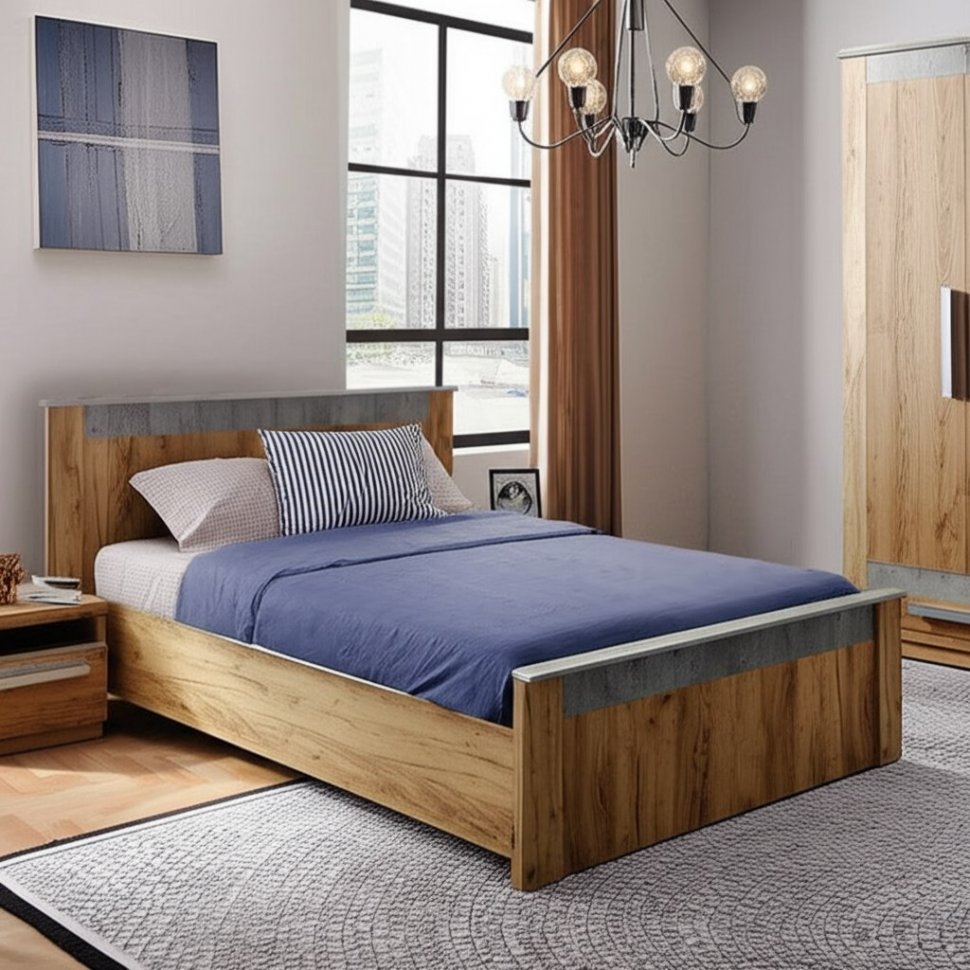 Кровать 160х200 Франк (БТС) КР-14 без основания Крафт/Бетон