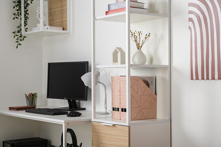 Марвэл Стеллаж 16.426 Белый PE шагрень / Плэйн