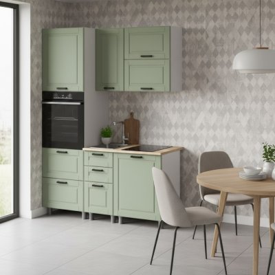 Кухня Аленушка 1,6 м ПД 2 Астра Фисташка,скоба черный,сонома