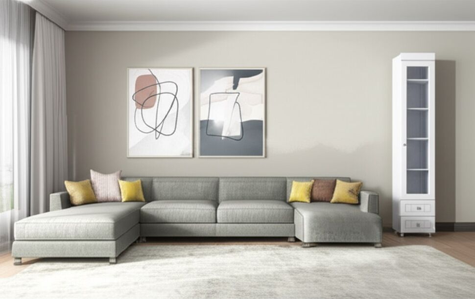 Шкаф-пенал 1дв. (гл.410) со стеклом и ящиками Монако МН-31 белое дерево