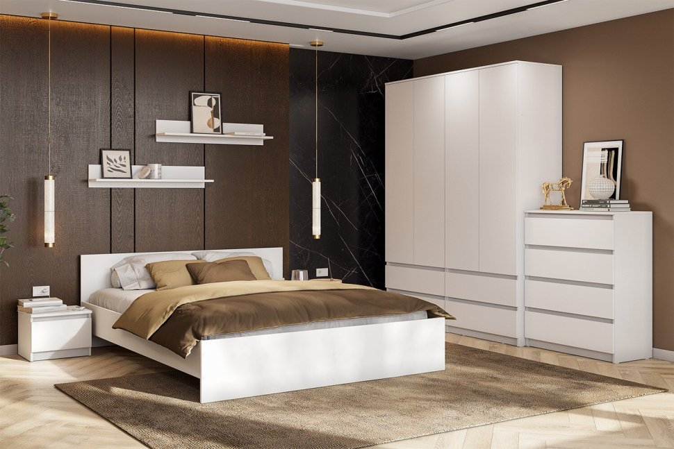 Шкаф двухстворчатый с ящиками Денвер (Серия 2), Белый