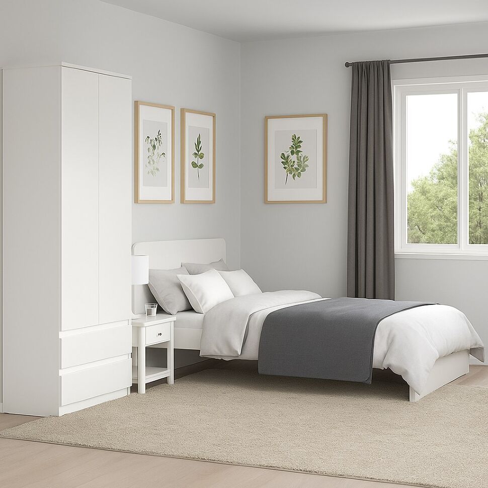 Шкаф двухстворчатый с ящиками Денвер (Серия 2), Белый