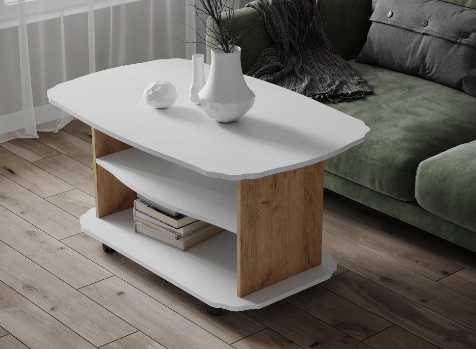 Журнальный стол Консул-2 Белый / Дуб Крафт