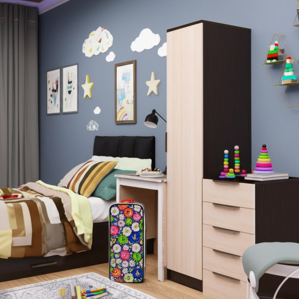 Шкаф-пенал Лагуна 04 (ТЭКС) (Венге/Дуб молочный)