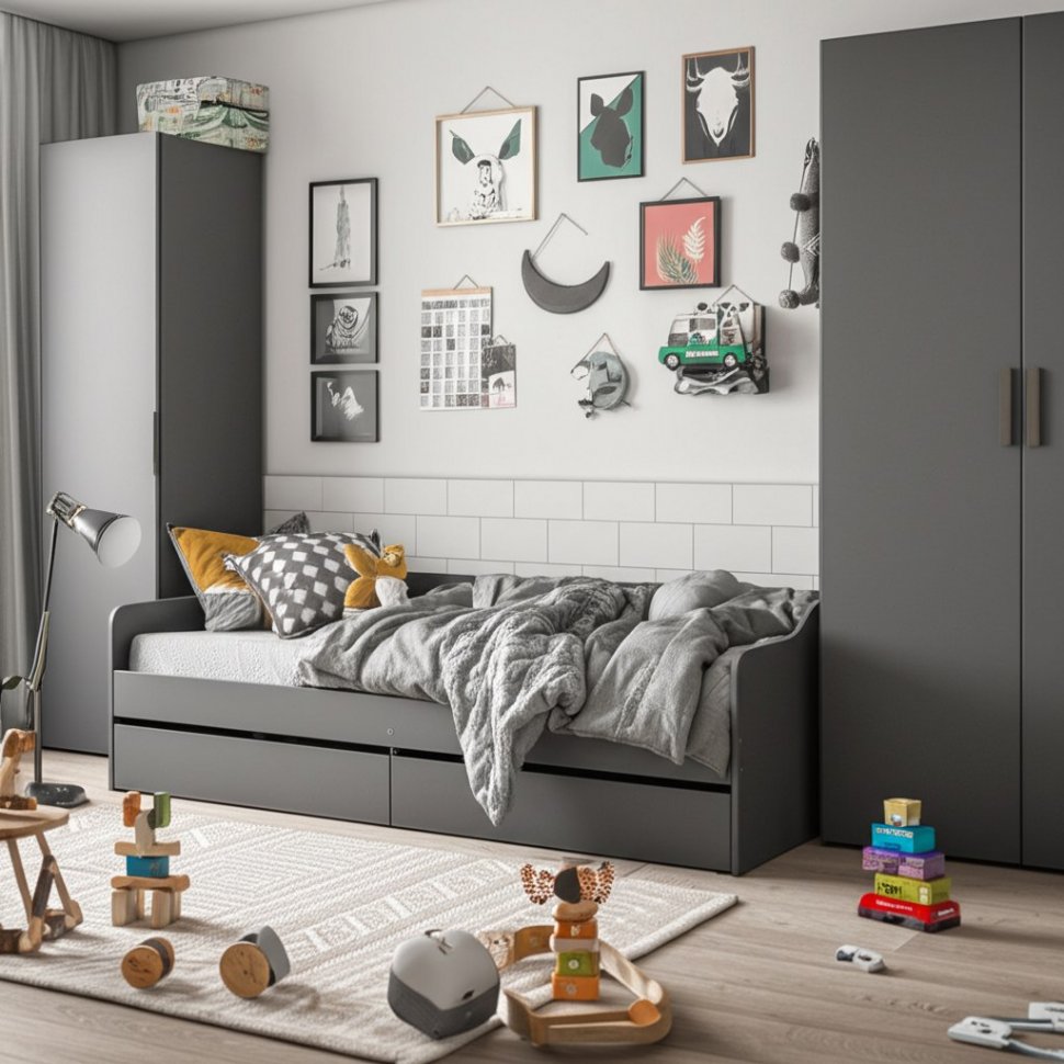 Каркас кровати детской КР 2, Графит серый