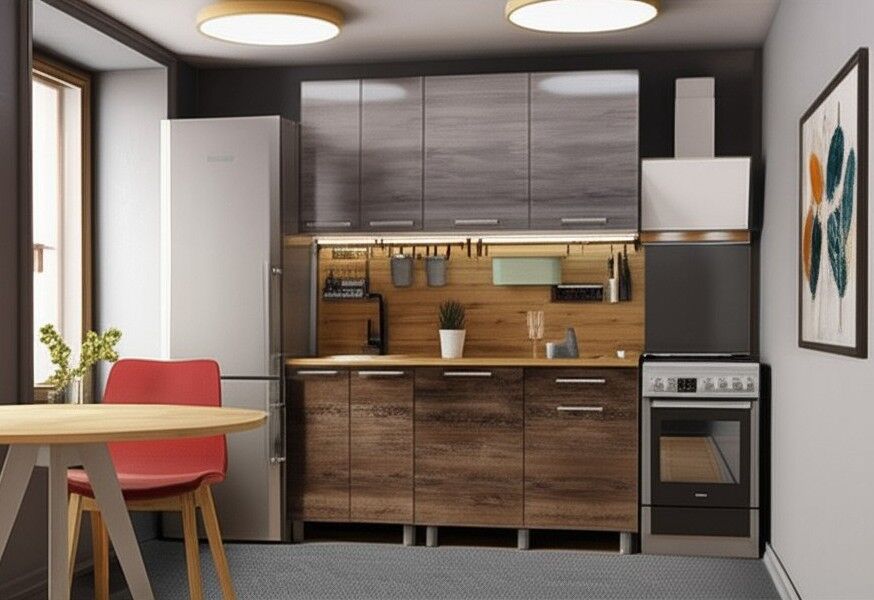 Кухня Танго 1,6 м, Шале серебро, Шале дуб мореный