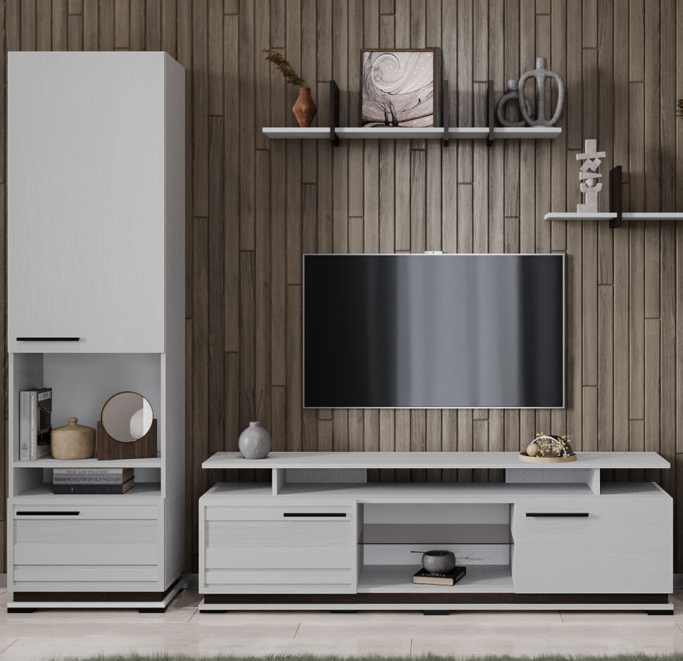 Навесная полка Модена МН-1 (Домани) Ясень Анкор светлый