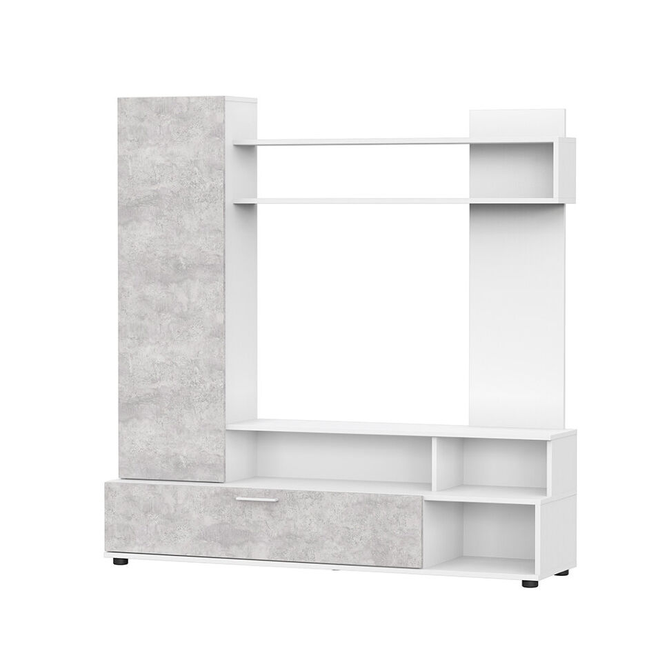 Стенка в гостиную МГС 9, белый/цемент светлый