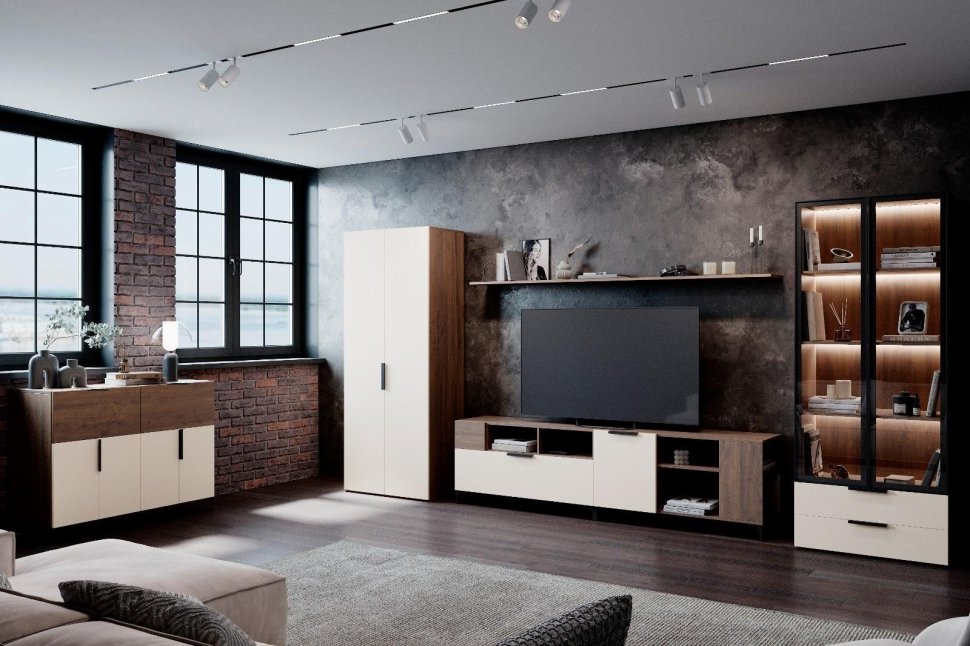 Харди шкаф двухдверный глухой Дуб Делано Темный / Белый