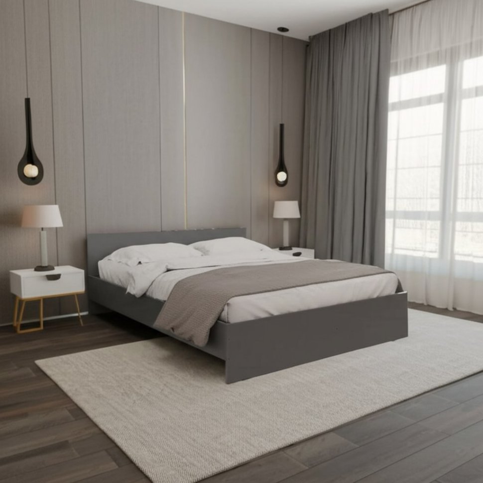 Кровать 160х200 Денвер с проложками (Графит серый)